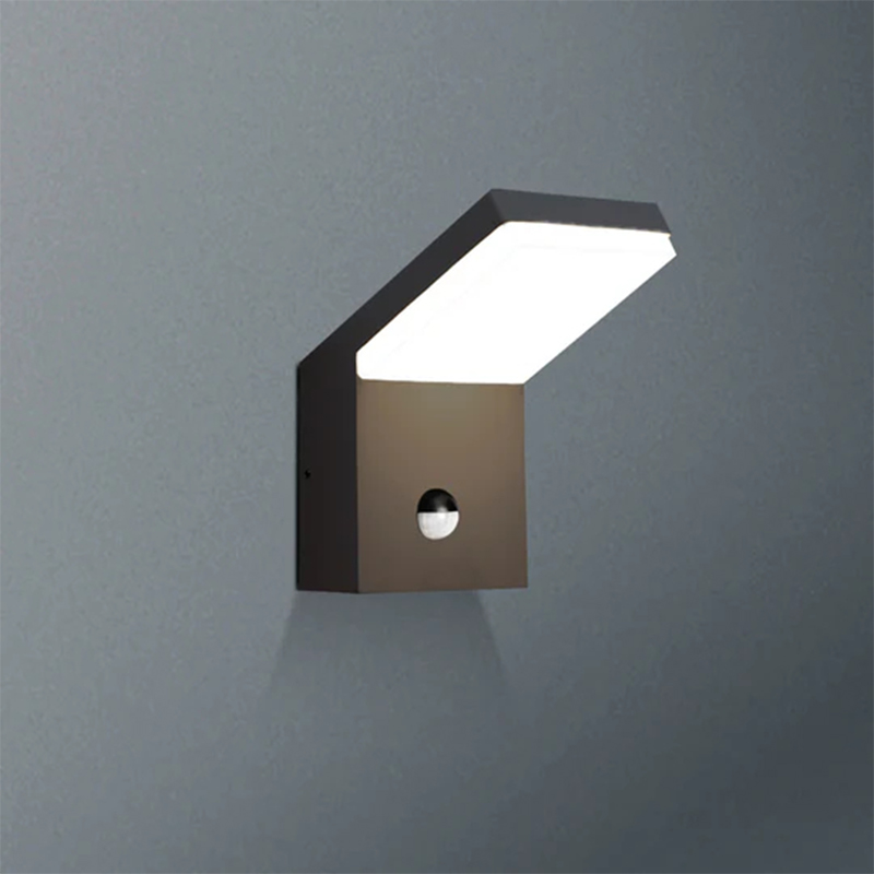19217 IP54 18W 1800Lm Lampu Dinding Eksterior LED Abu-abu/Putih/Hitam dengan detektor gerakan